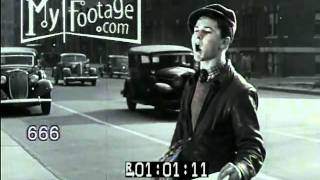 1940s Boys Selling Newspapers on Street