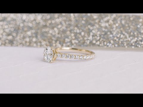 1.5 Carat Round Cathedral Pavé Lab Diamond Engagement Ring in 18k Yellow Gold | Ada Diamonds