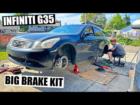 Installing a CHEAP Big Brake Kit on our Infiniti G35 Sedan! (NEW WHEEL REVEAL!!)
