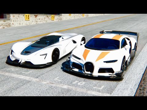 Bugatti Chiron GTR SS 300+ Concept vs SRT Tomahawk at Drag Race 20 KM