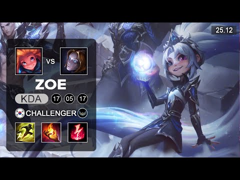 Zoe vs Orianna Mid - KR Challenger - Patch 25.12 Season 15