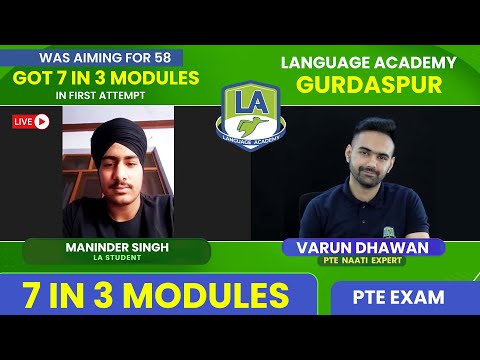 Maninder from Gurdaspur got 6.5 Each with 7 in 3 Modules First Attempt Language Academy Gurdaspur