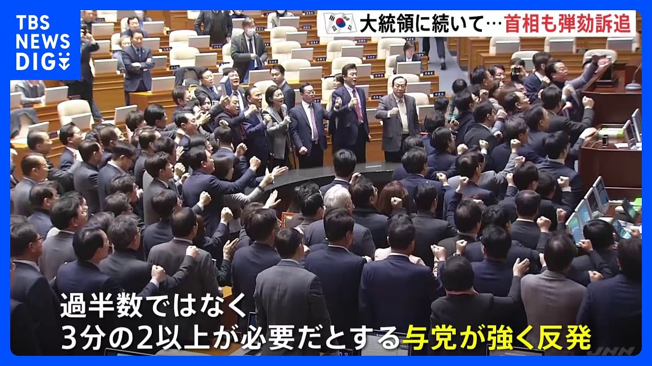 ユン大統領の権限代行する韓首相の弾劾訴追案を可決　与党は反発 議案の効力停止求め仮処分を申し立て｜TBS NEWS DIG