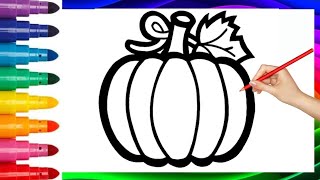 How to Draw and Color a Halloween Pumpkin | Easy Pumpkin Drawing for Kids