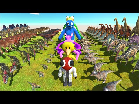 Dinosaurs Challenge | Rainbow Friends Attack - Animal Revolt Battle Simulator