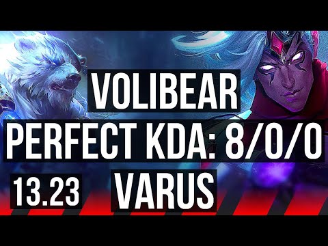 VOLIBEAR vs VARUS (TOP) | 8/0/0, 8 solo kills, Legendary | NA Master | 13.23