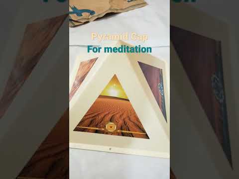 Blue plastic pyramid meditation cap, for healing