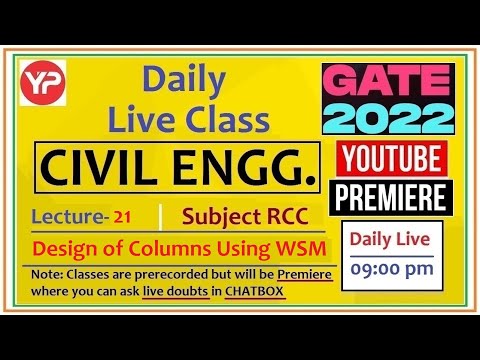 L-21 RCC LIVE | GATE CIVIL 2022-23 | Design of Column Using WSM | GATE RCC Free Videos | GATE RCC