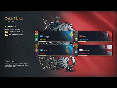 Rus/French vs. English/Mongols 2v2 King of the Hill AOE4