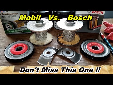 Mobil Oil Filter Cut Open M1210A vs. Bosch Oil Filter Cut Open 3410