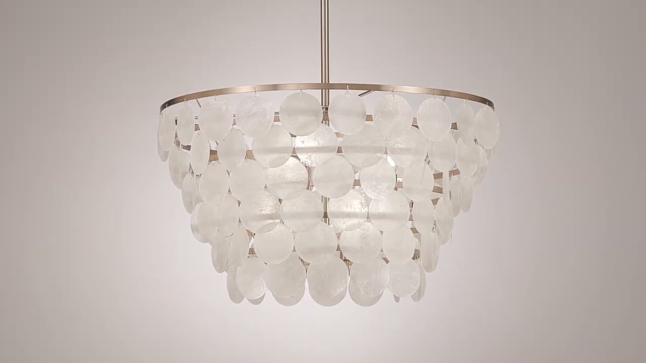 Video 1 Watch A Video About the Possini Euro Ibiza Capiz and Brass Coastal 6 Light Chandelier