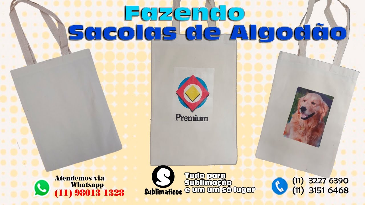 Sacolas de algodão cru
