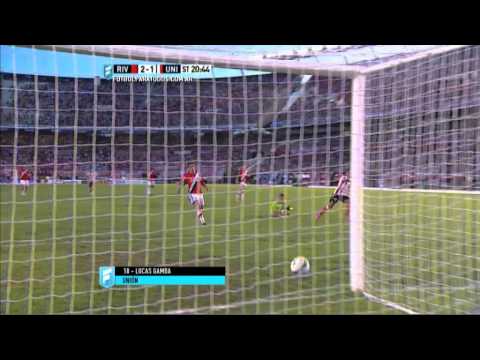 Gol de Gamba.River 2 Unión 1.Fecha 4.Torneo Primera División 2015.FPT