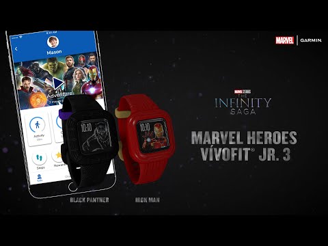 Išmanusis laikrodis vaikams Garmin vivofit Jr. 3, Marvel Black Panther, Juodos spalvos video