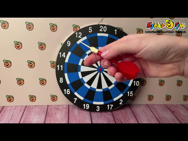 Дартс пробковый синий 38см - видео