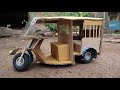Amazing Creative Craft And DIY Idea Make Powered Auto Rickshaw With Cardboard And Soda Cans