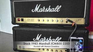 Video thumbnail for Stock 1983 Marshall JCM 800 2203 - Boosted with Merrow Overdrive by Lasse Lammert