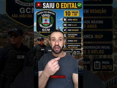 Concurso Guarda Municipal São João Del Rei - MG 🚨