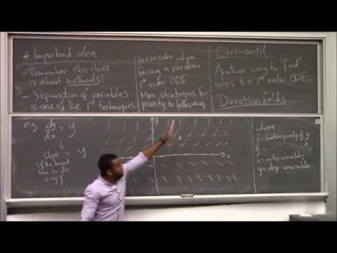 Math 391 Lecture 2 - First order linear diff equations; Direction Fields; Population models