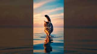 海を歩く猫