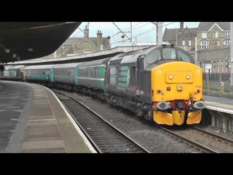 37409 with 37688 arriving/leaving Carnforth, 6th June 2015