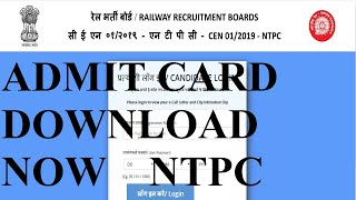 Railway Recruitment Board NTPC Admit Card Download // Please login to view your Call Letter