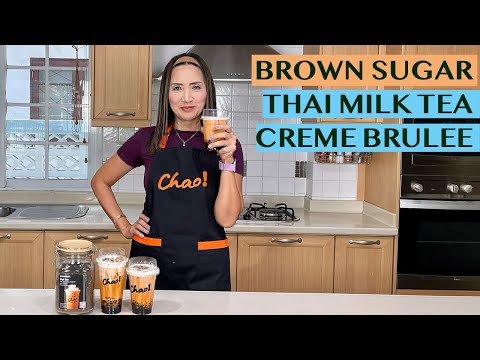 CHÁ DE LEITE TAILANDÊS DE AÇÚCAR MARROM CRÈME BRULEE COM PÉROLAS DE KONJAC - USANDO IMPRENSA FRANCESA - SEM LEITE CONDENSADO!