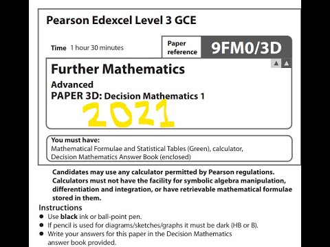 Decision 1 2021 Pearson Edexcel A level Further Maths