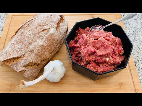Knoblauch Brot mit Tatar wir lieben es , tschechische Spezialität, 😍