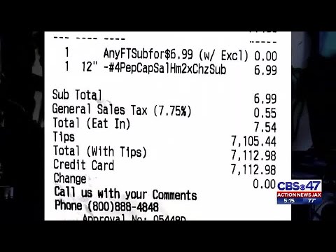 拿到收據一定要再檢查！美國女子到 Subway 購買三明治卻收到七千美元帳單 (Woman charged $7,000 for Subway sandwich)