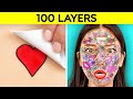 100 LAYERS CHALLENGE! Best 100+ Coats of Makeup, Hairspray, Duct Tape, Tattoos by 123 GO! CHALLENGE