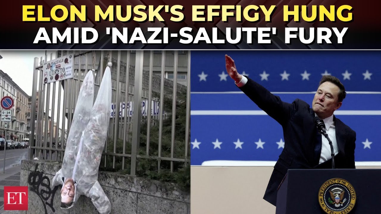 'Nazi-salute' row: Elon Musk effigy hung upside down at Mussolini’s desecration site in Milan
