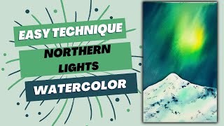 How to Paint Watercolor Northern Lights