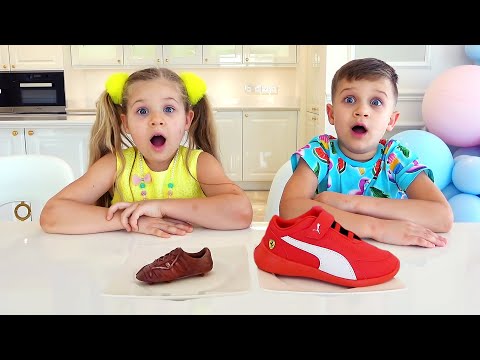 Desafio de chocolate divertido com Diana e Roma