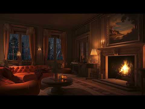 Rainy Night Cozy Secret Nook Ambience |Rain Forest Drop Window in Cozy Cabin with Cracking Fireplace