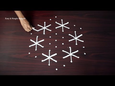 Easy Rangoli Design with Dots | Simple Rangoli Designs | Easy Kolam Designs | Easy Muggulu Designs Video