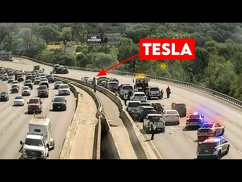 INSANE 28 CAR PILE-UP CRASH CAUGHT ON TESLACAM
