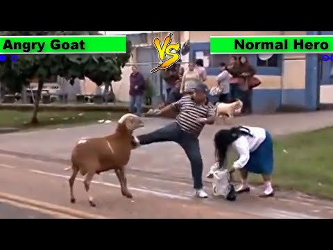 Goat vs Super Hero - Funny street fight with Health Bar