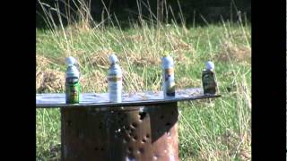 I SHOT THE Golf ball can cigarette lighter sauce With Ruger 22 rifle target practice