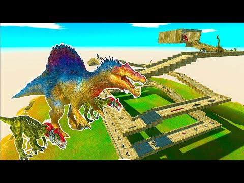 3x HUNGRY DINOSAUR vs THE IMPOSSIBLE CLIMB - Animal Revolt Battle Simulator ARBS #59