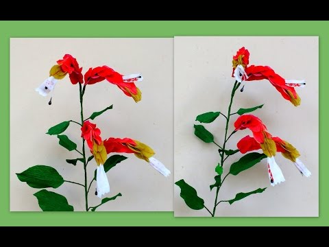 How to make Paper Flowers Shrimp Plant \ Beloperone Gutata (flower # 142)