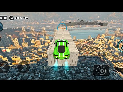 Impossible Car Tracks 3D : Green Car -  Stunt Car Game Track 3