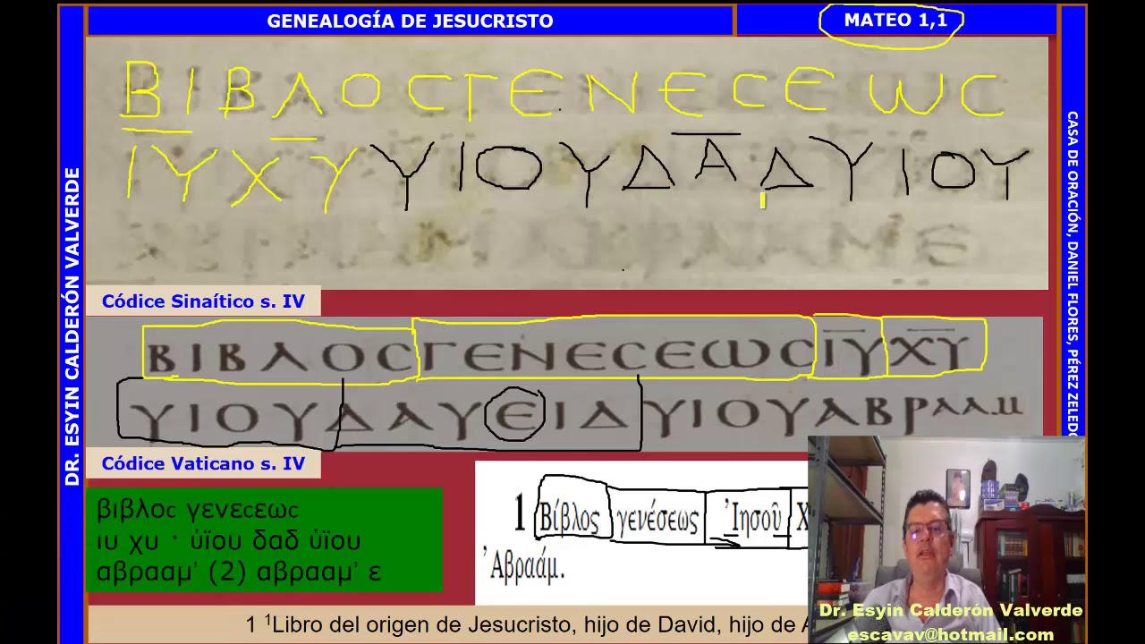 EXEGESIS Mateo 1,1 Genealogía de Jesús hijo de David hijo de Abraham