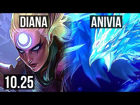 DIANA vs ANIVIA (MID) (DEFEAT) | 500+ games, Godlike | EUW Master | v10.25