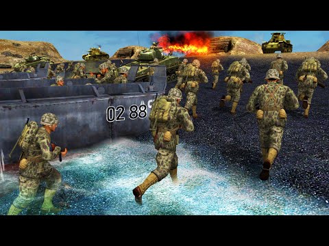 Greatest IWO JIMA Beach Invasion EVER! - Call to Arms: Gates of Hell WW2 Mod Battle Simulator