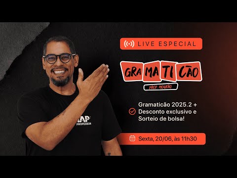 Banner de capa do material gratuito Live de lançamento do Gramaticão 2ª edição