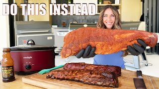 Smoked Ribs VS Slow Cooker Ribs! Ribs So Tender They Fall Off The Bone