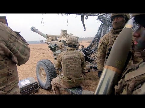 Paratroopers Firing Howitzer - Up Close and Aerial