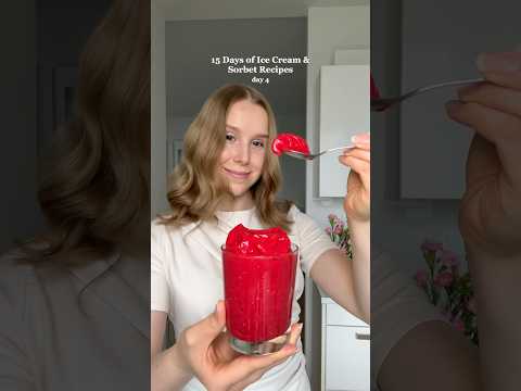 3-ingredient Healthier Raspberry Sorbet😍 #easyrecipes #healthydessert #sorbet