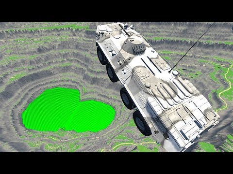 Beamng drive - Leap Of Death Car Jumps & Falls Into Green Slime Pool #7